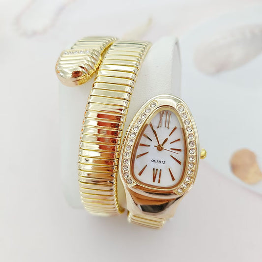 New Snake Diamond Women's Watch Personalized Fashion Wrapped Women's Quartz Watch Bracelets